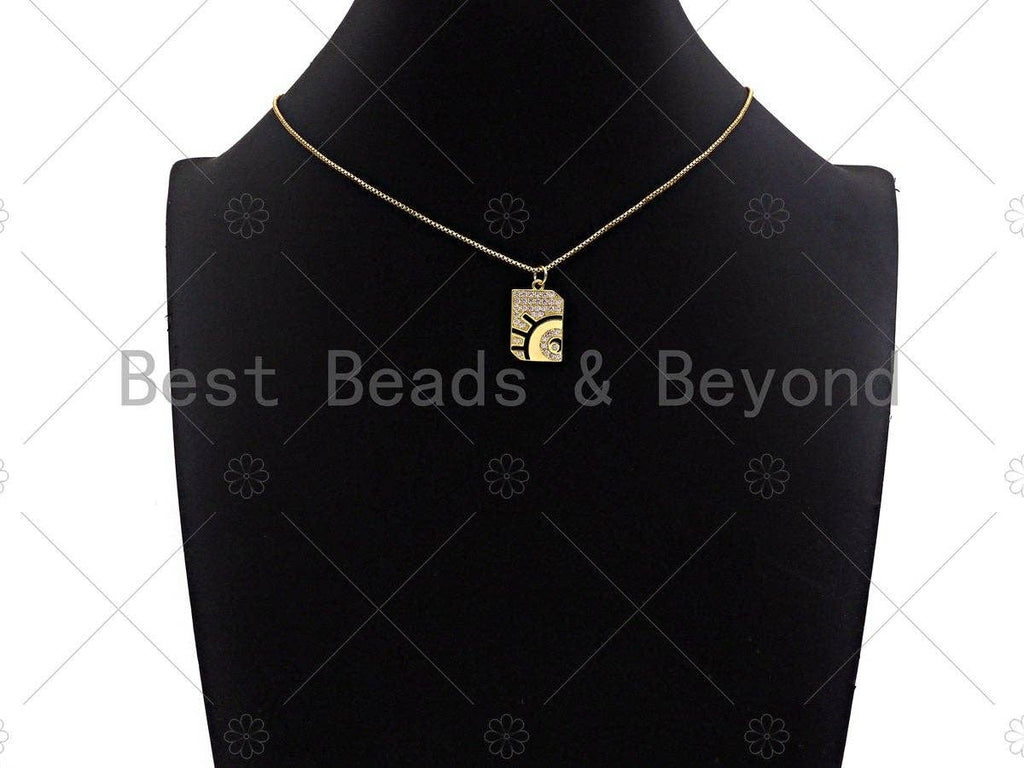 CZ Micro Pave Evil Eye On Rectangle Pendant/Charm,Cubic Zirconia Eye Charm, Talisman Charm,Necklace Bracelet Charm Pendant,13x20mm, Sku#Y368