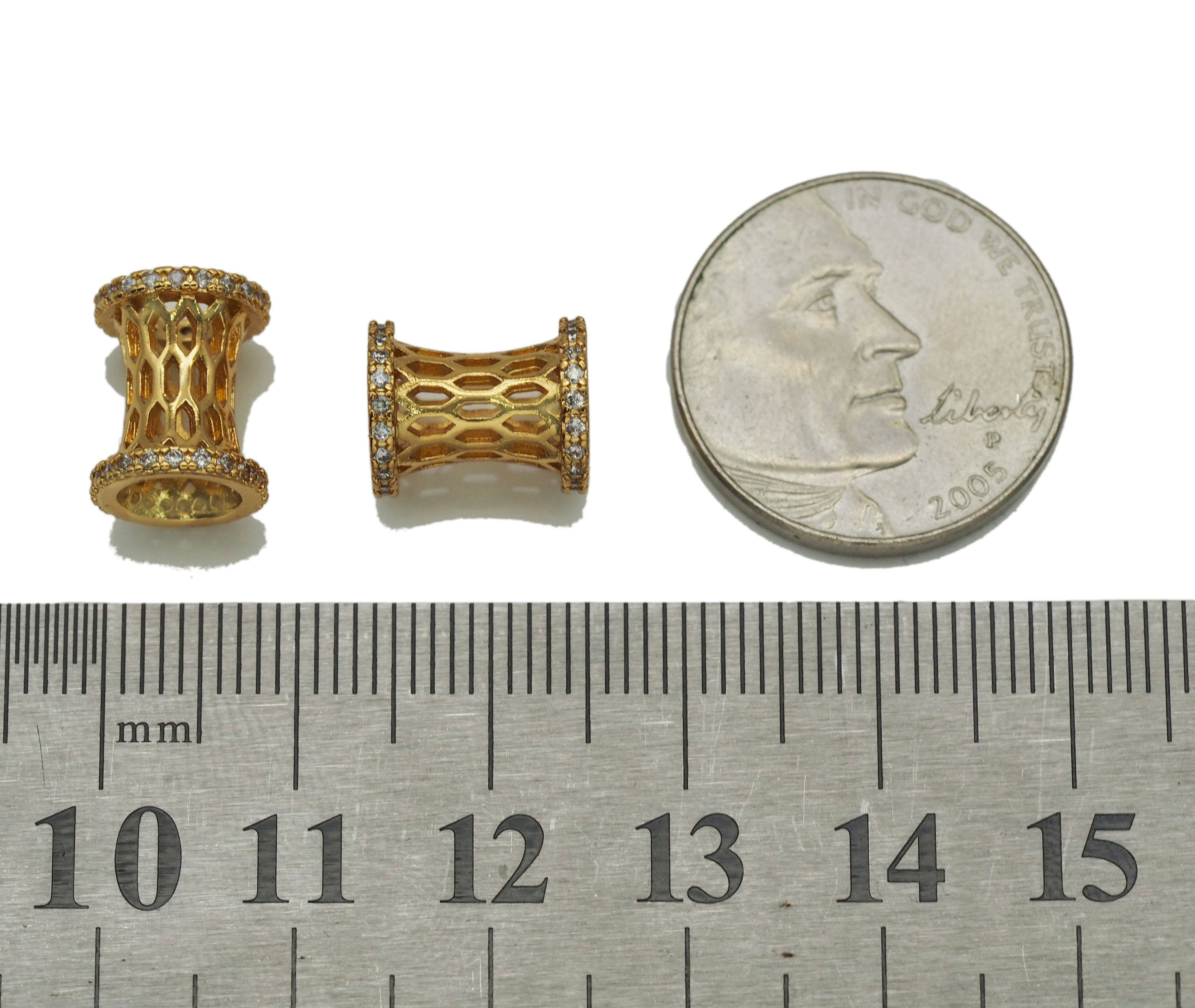 Gold Hollow Out Cylinder Beads, Sku#Y715