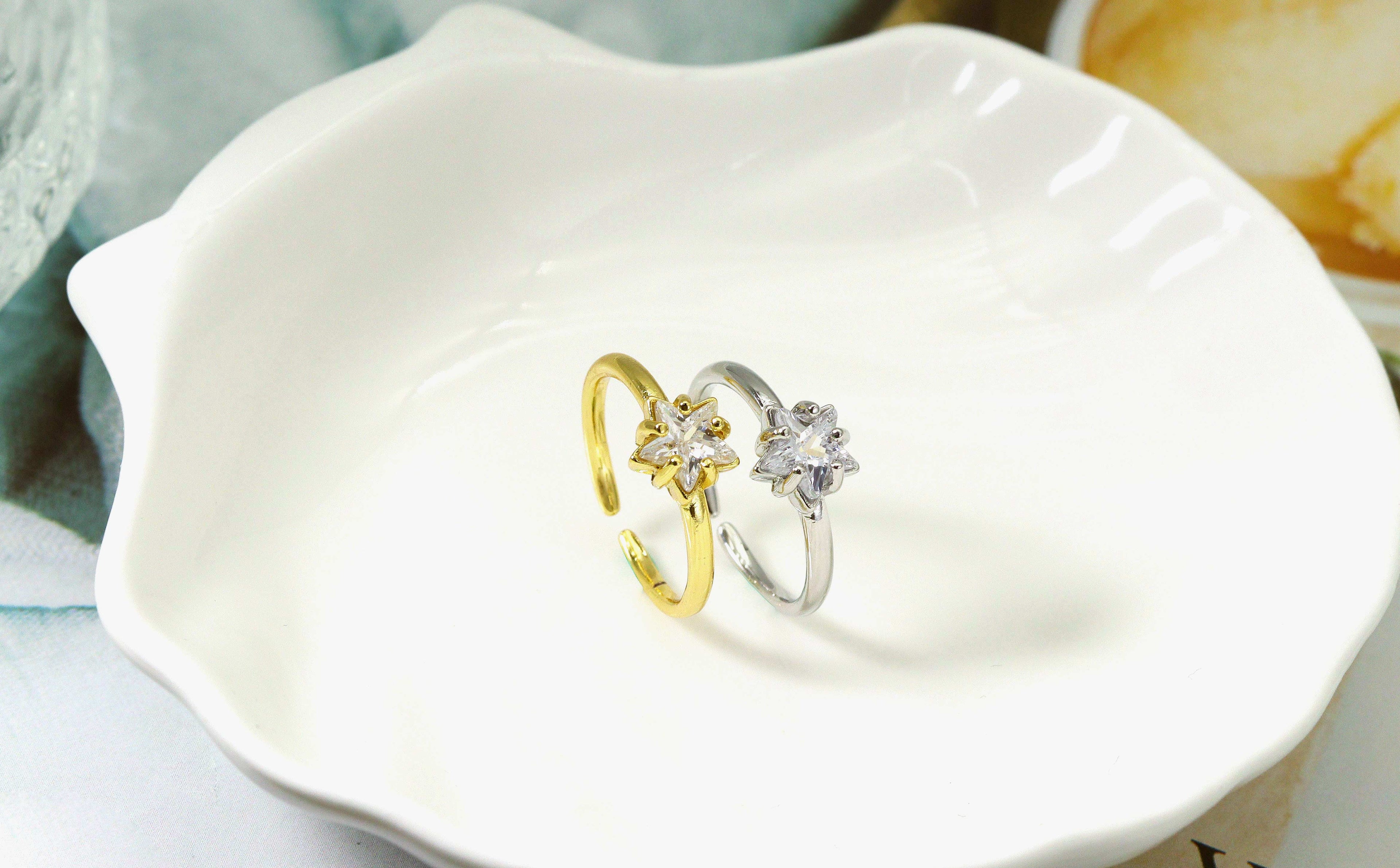 CZ Star Adjustable Ring, Sku#B149