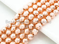 2018 New Color-Light Rose Gold Color Hematite-2/3/4/6/8/10/12mm Round Faceted Gemstone Beads-15.5 inch FULL strand-Rose Gold Beads-SKU#S73