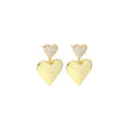 Clear CZ Gold Double Heart Earrings, Sku#LX460