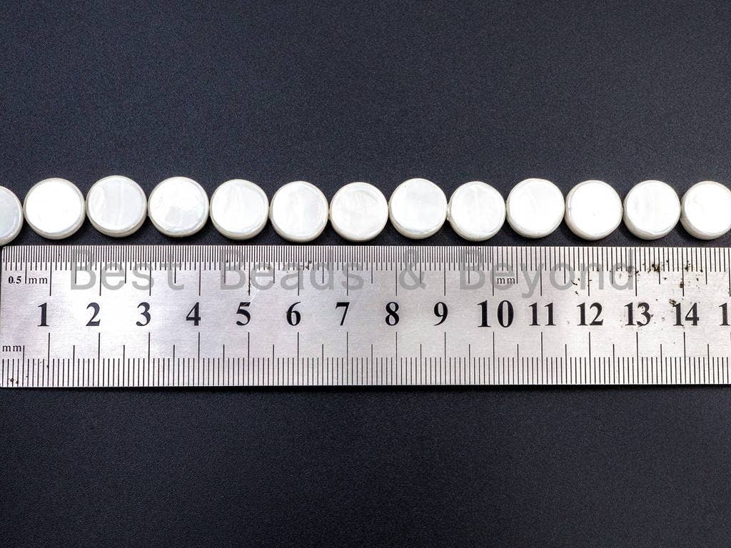 White Natural Mother of Pearl beads, 5x12mm AB Color Pearl Coin Beads, White MOP Shell Beads, Loose Pearl Beads, 15.5'' Fll Strand, SKU#T60