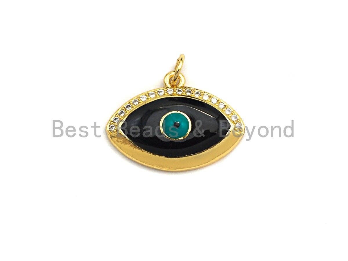 Enamel Evil Eye Charm, Red Black White eye pendant, Enamel eye charm, Protection eye charm, 21x16mm,sku#Z411