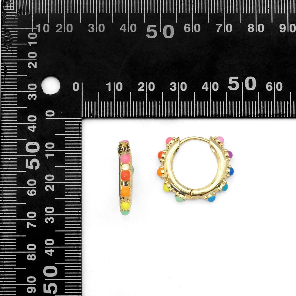 Gold Colorful Enamel Hoop Earrings, Sku#Y781