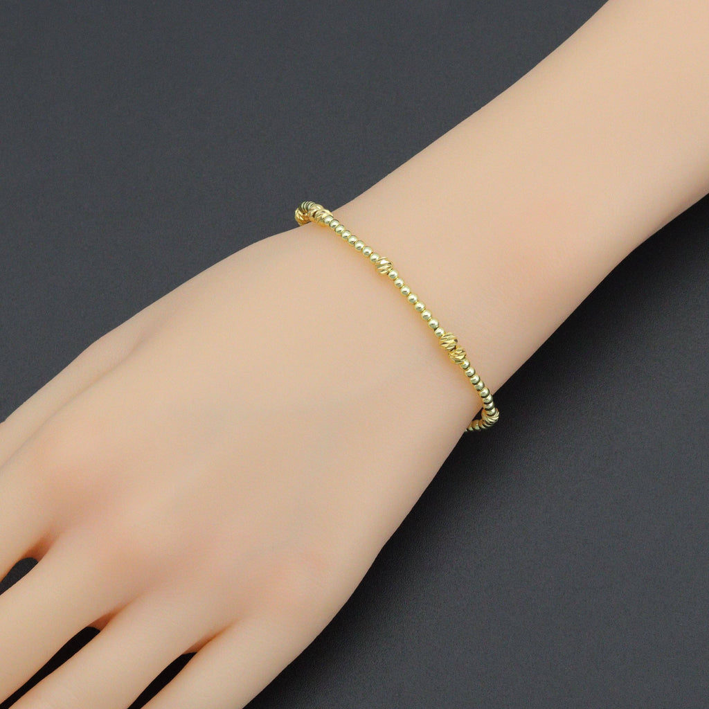 Gold Hematite with Swirl Spacer Ball Beads stretchy Bracelet, Sku#EF689