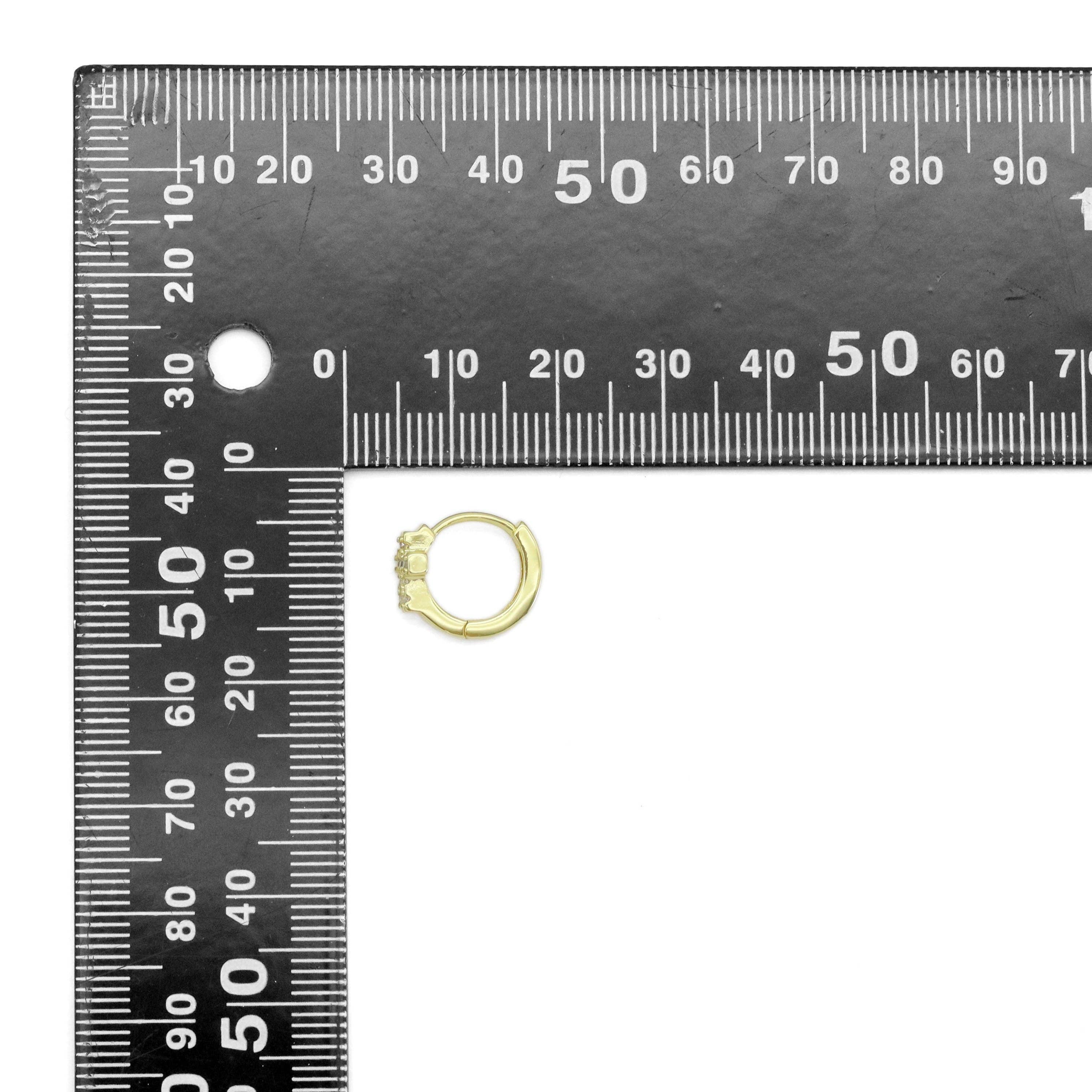 CZ Gold Cross Huggie Earrings, Sku#ZX180