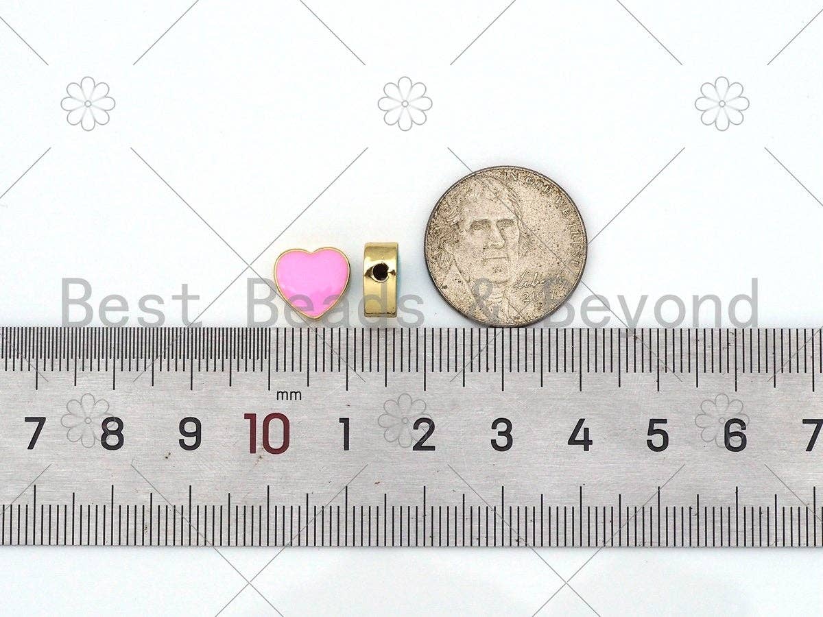 Enamel Colorful Heart Spacer Beads, Heart beads, Pink Turquoise Black Yellow Enamel Jewelry,10mm,Sku#N59