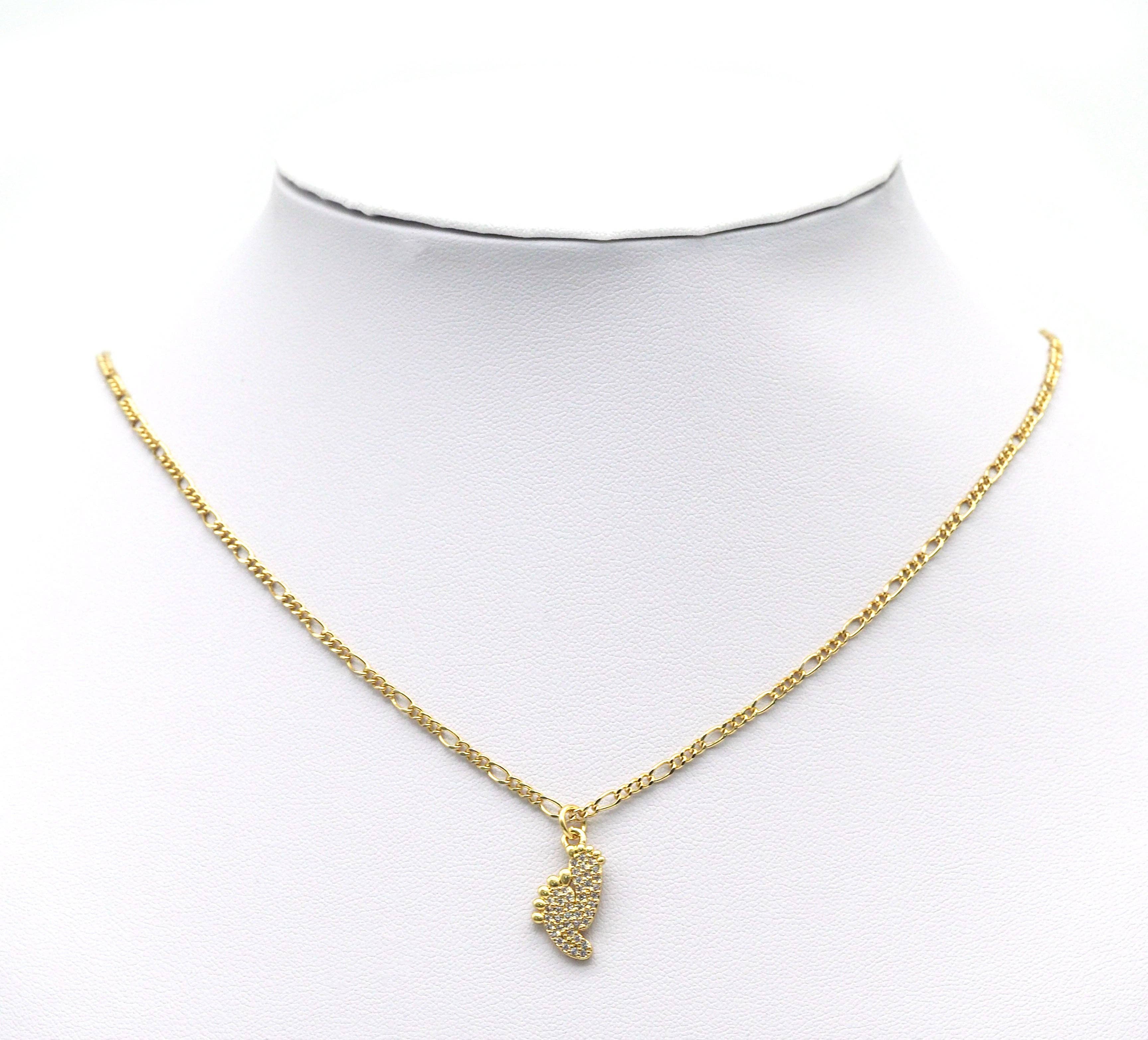 CZ Pave Baby Feet Charm, Sku#LK666