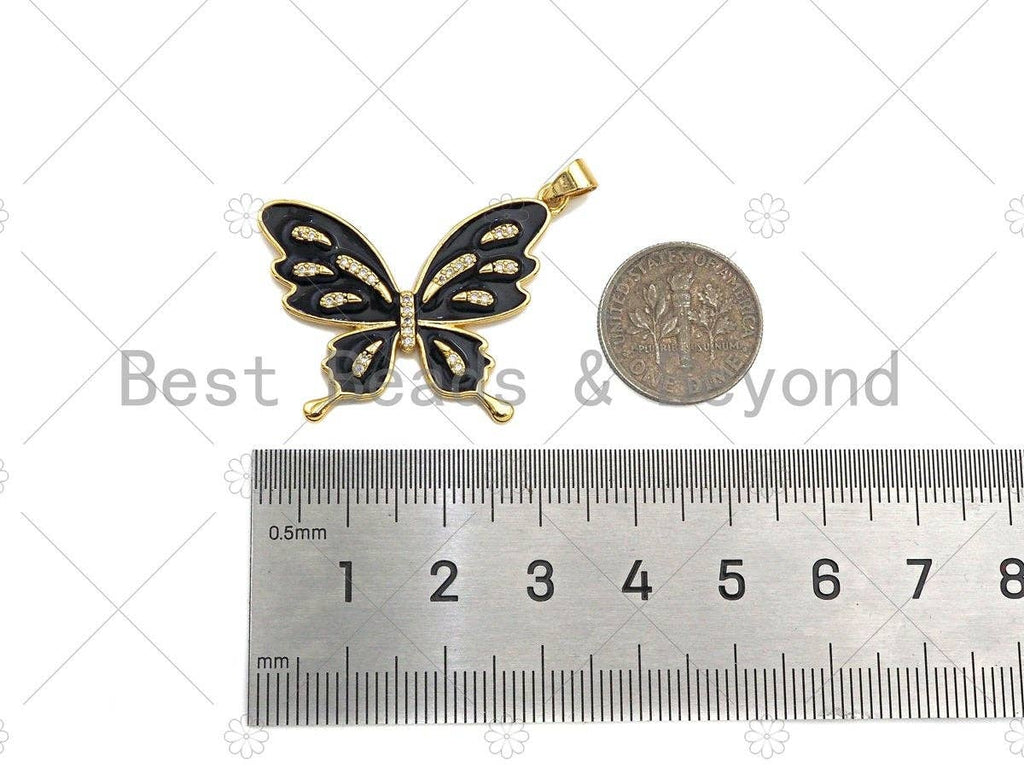 Enamel Colorful Butterfly Shape Charm,CZ Micro Pave Enamel Pendant,Enamel Jewelry,24x33mm,Sku#LK273