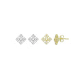 Gold Silver Flower Shape Stud Earrings, Sku#A441