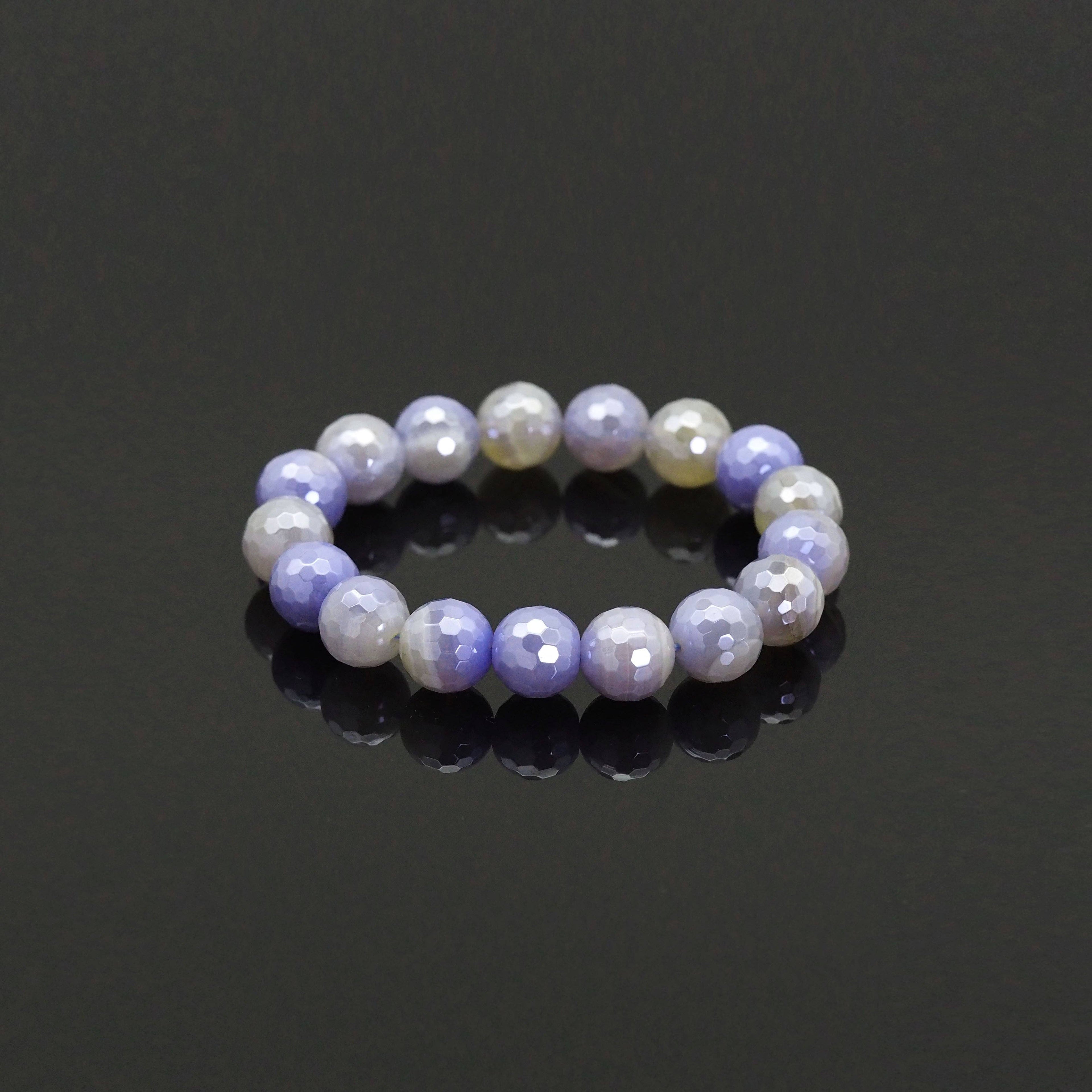Mystic Blue Banded Agate Stretchy Bracelet, 8mm/10mm/12mm, SKU#EF402