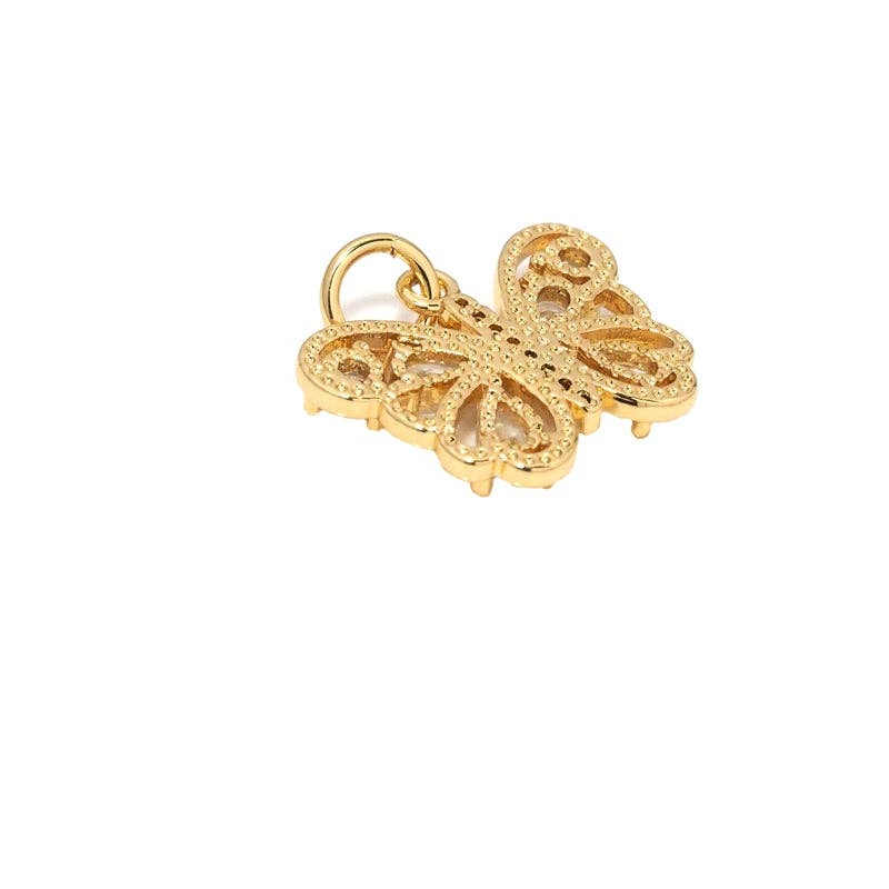 CZ Gold Butterfly Charm, Sku#LX203