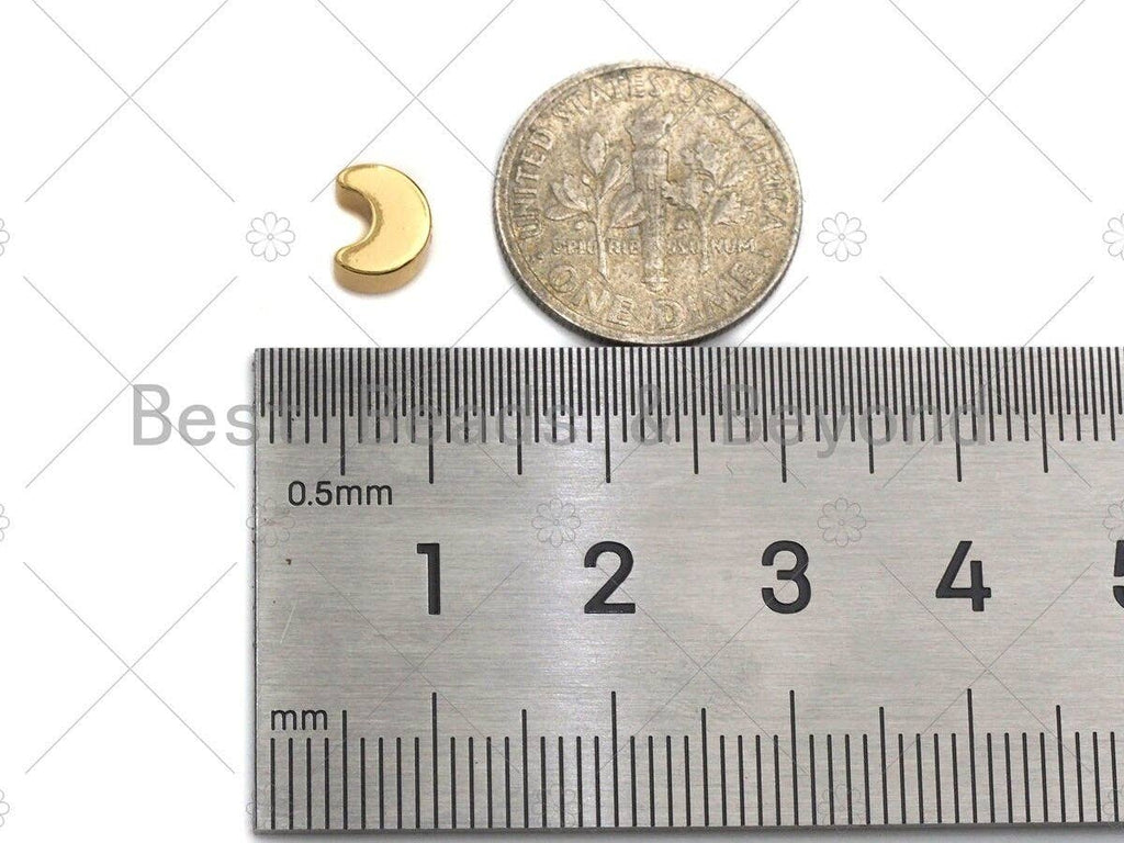 5pc Dainty Cresent Moon Shape Spacer Beads, Gold/Silver/Rose Gold/Black Moon Beads, 3x7mm, sku#Y308