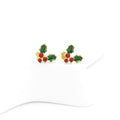 Gold Colorful CZ Leaf Flower Christmas berries Stud Earrings, Sku#Y794