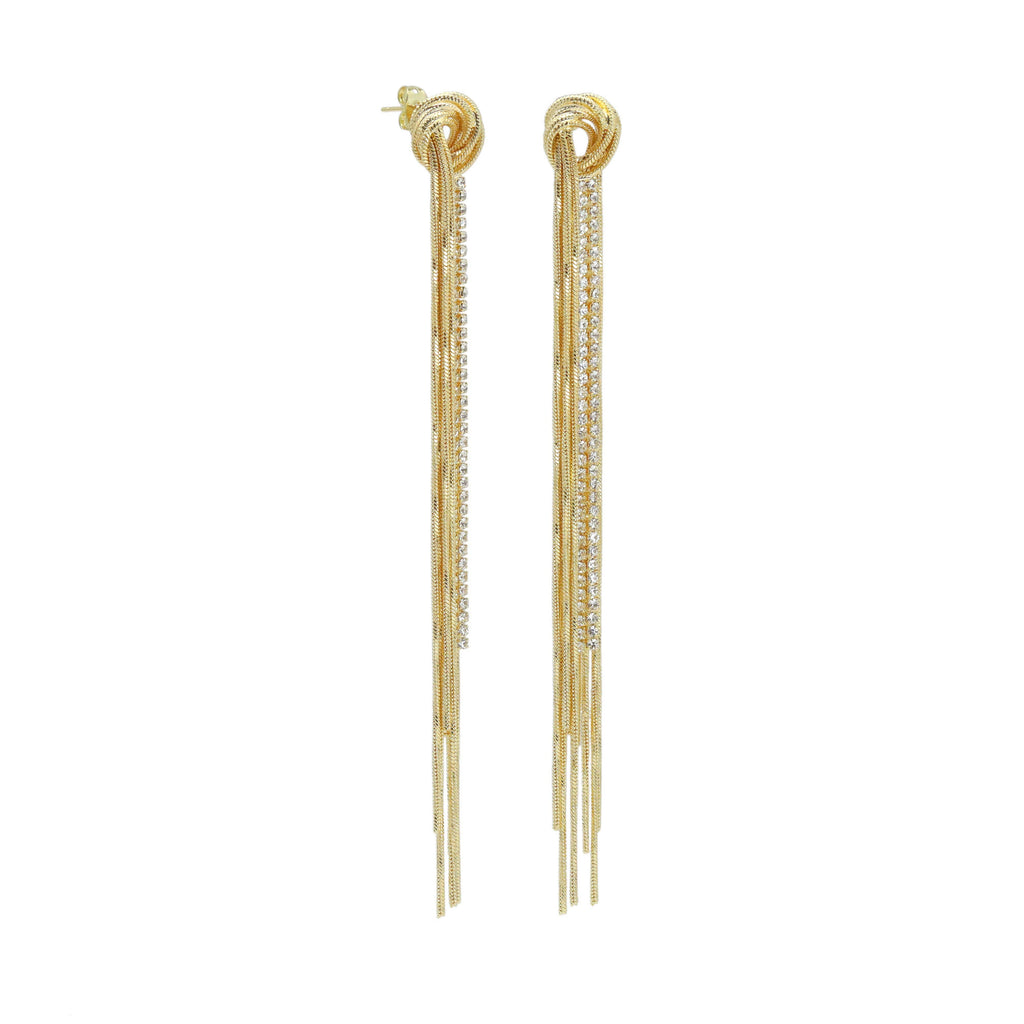 Gold Slinky Long Statement Earrings, Sku#ZX222