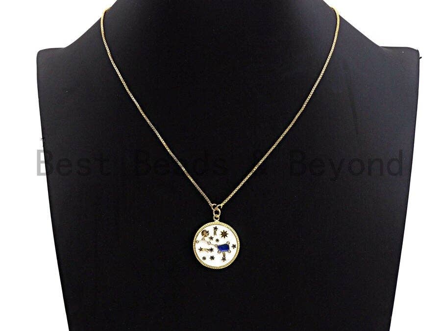 White Enamel Blue Big Dipper Moon Star Charms Pendant, Enamel Pendant,Round Enamel, Oil Drop jewelry Findings, 24x28mm,sku#Z366