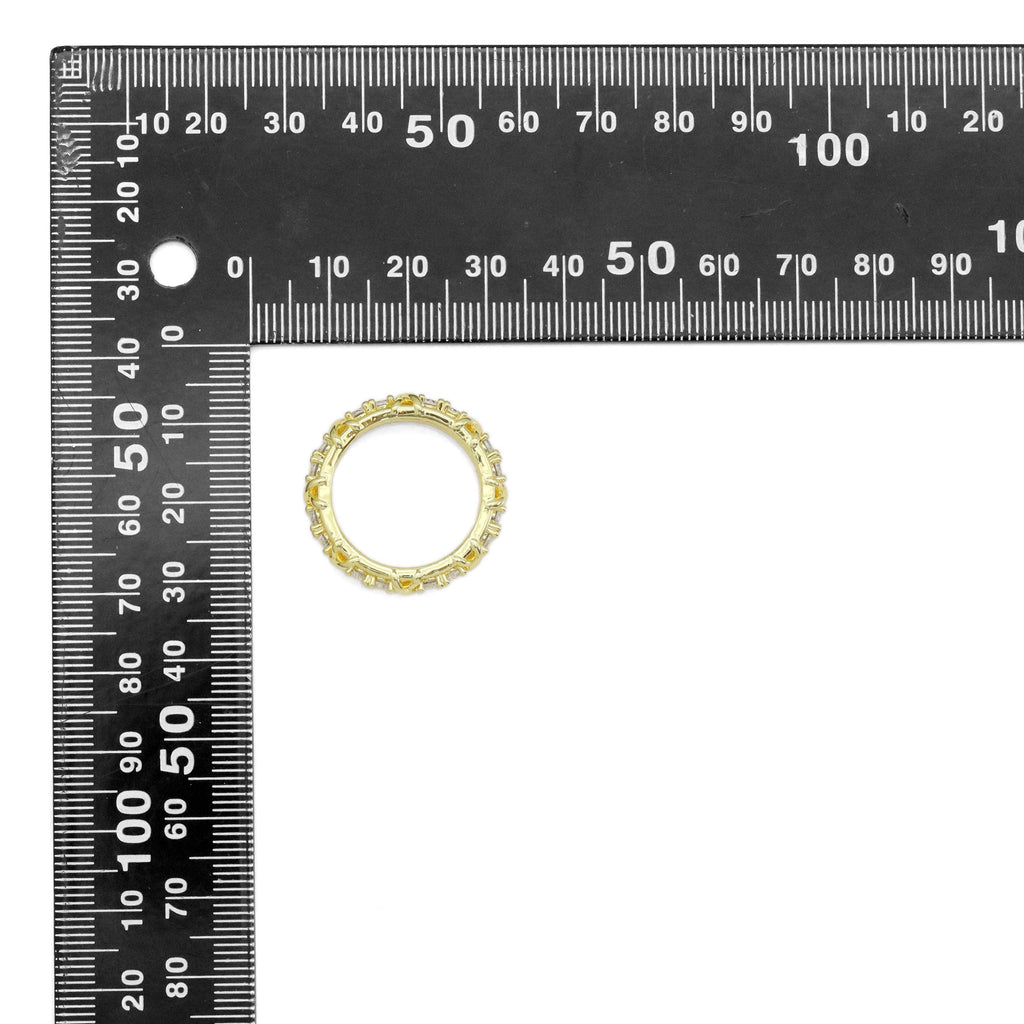 Gold Silver Clear CZ Cross Ring, Sku#LX440