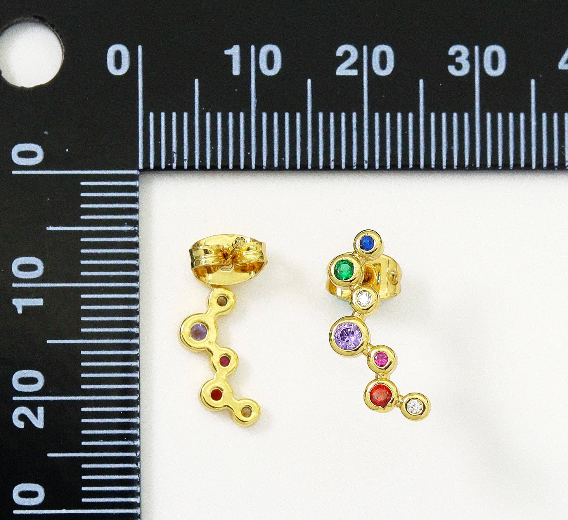 Gold Colorful CZ Stud Earrings, Sku#LD287