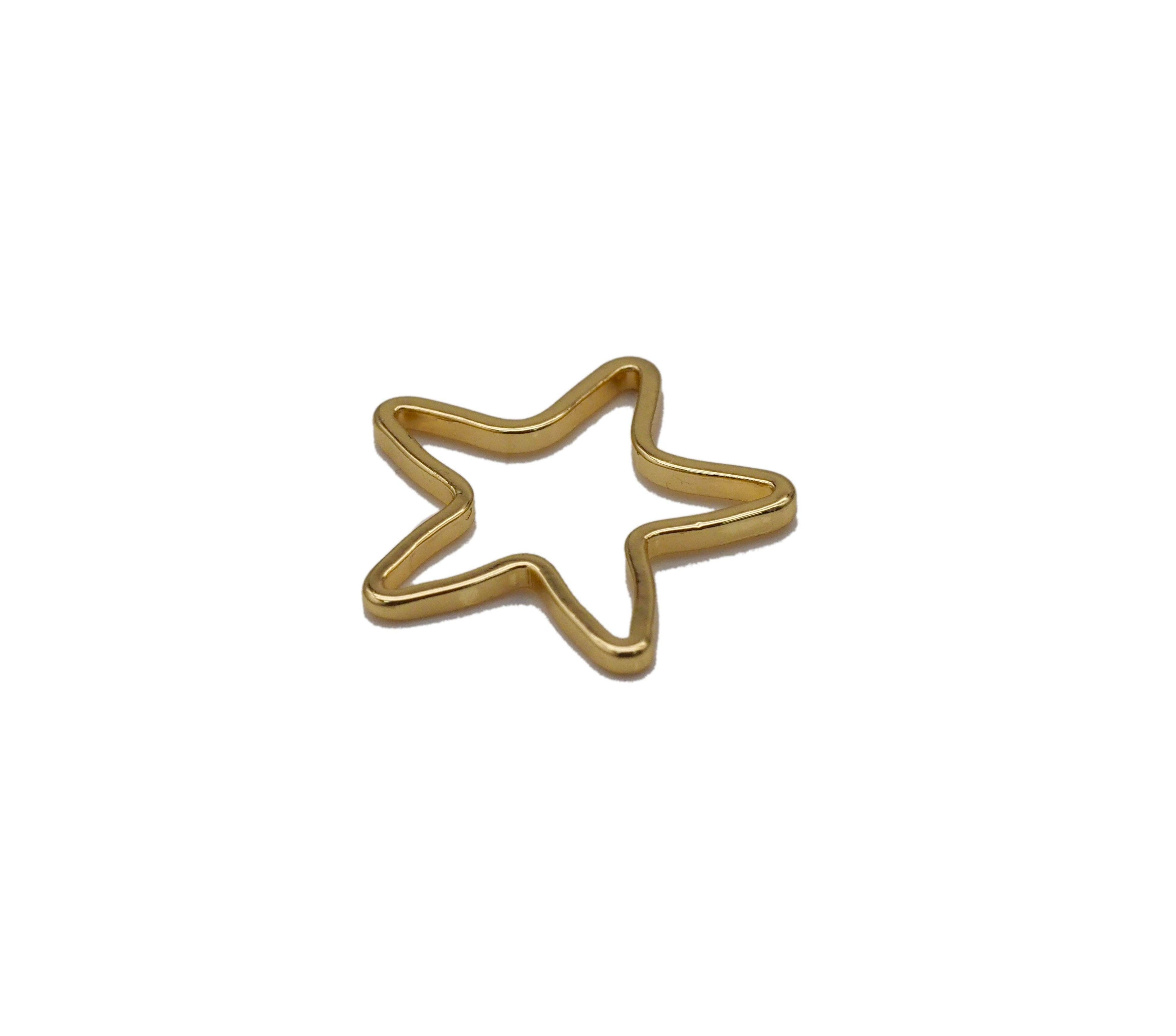 Gold Five Star Frame Shape Charm, Sku#ZX104