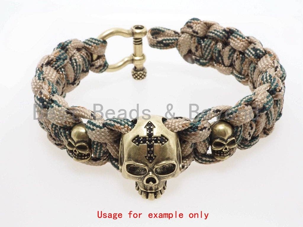 Antique Style Mini Skull Bead, Paracord Survival Bracelet Beads, Big Hole Skull Spacer Beads, Men's Jewelry Findings,7x7x10mm,sku#Y115