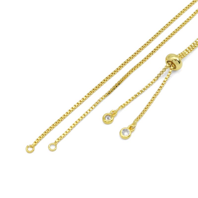 Adjustable Gold Silver box Chain Sliding Necklace, Sku#A218/NK1