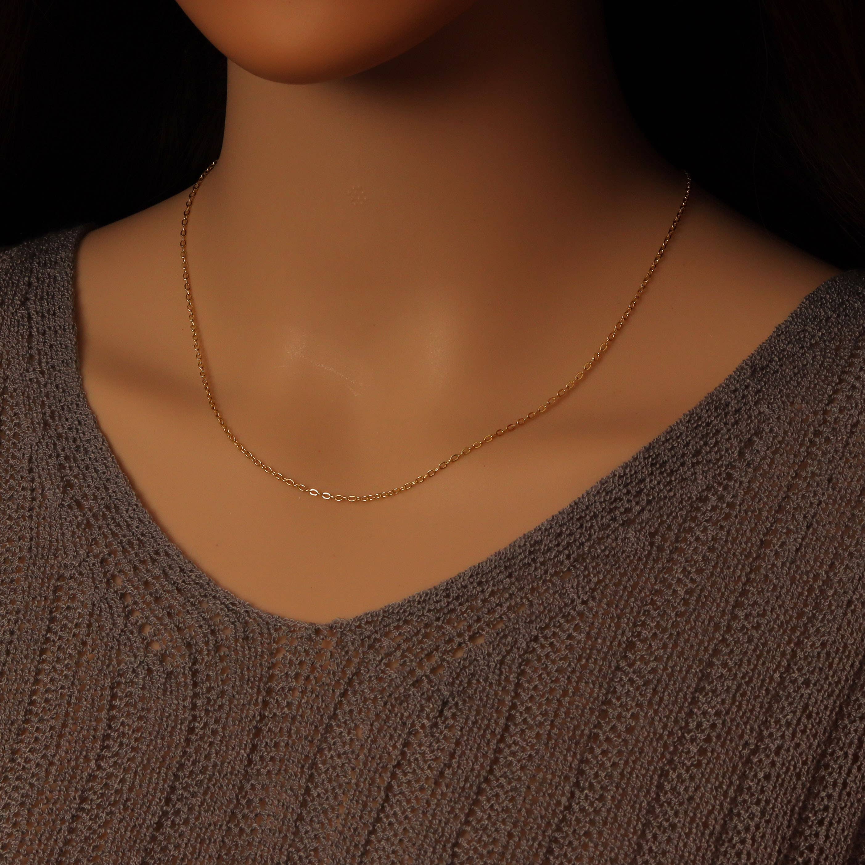 18K Gold Color Finished Trace Link Chain Necklace, sku#JD03