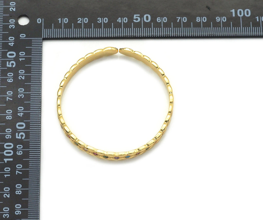 Thin Band Rainbow Clear CZ Pave Bracelet, Sku#LD373