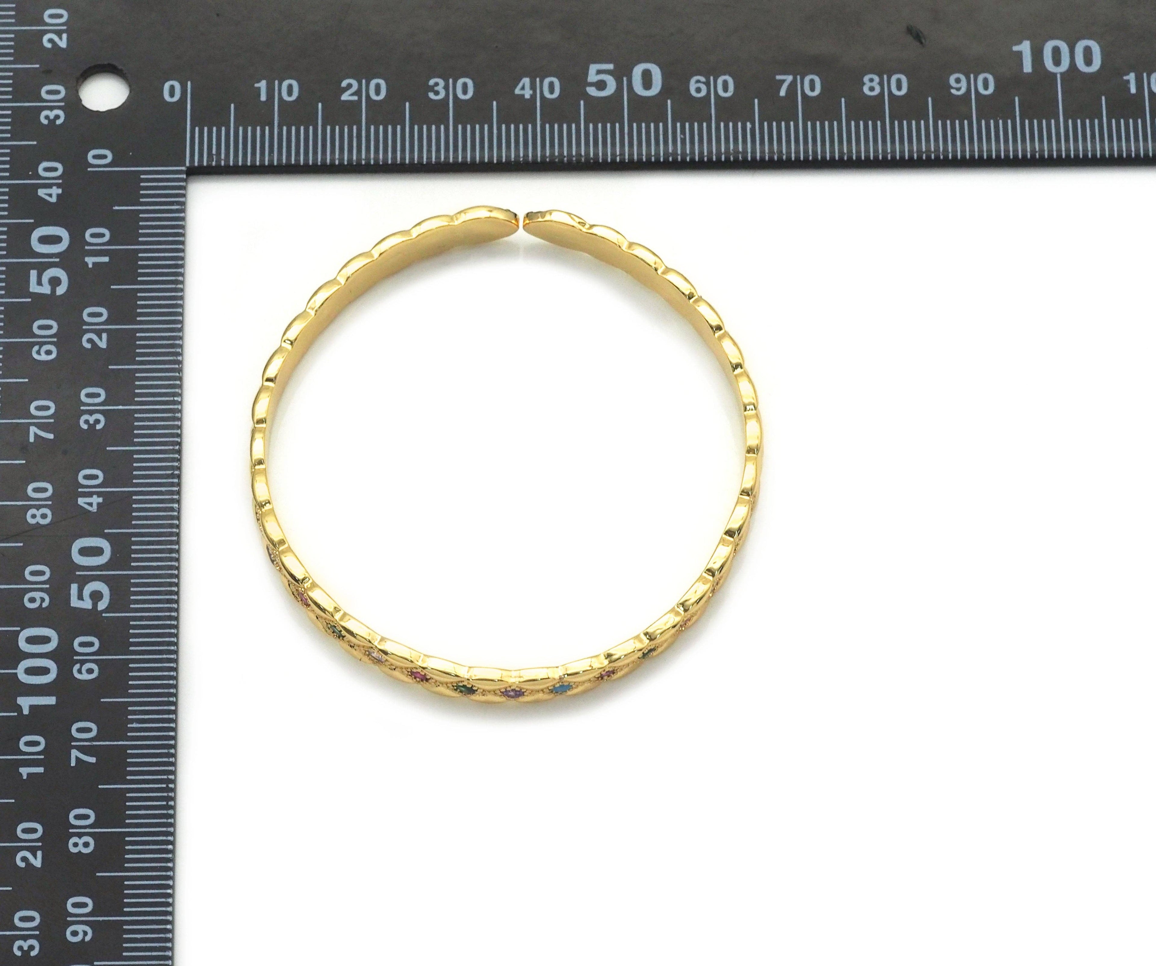 Thin Band Rainbow Clear CZ Pave Bracelet, Sku#LD373
