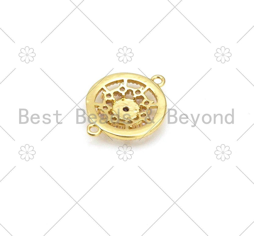 CZ Micro Pave Steering Wheel Shape Connector,18K Gold Filled Pink CZ Charm, Necklace Bracelet Charm Pendant, 19x15mm,Sku#LK419