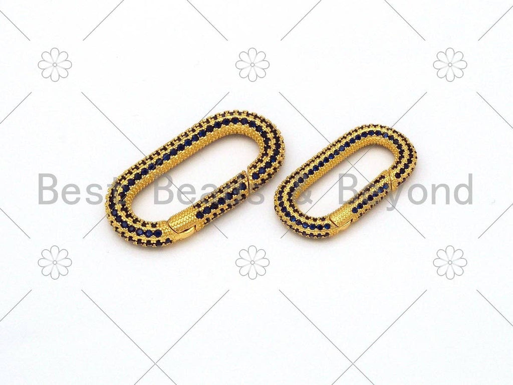 Colorful CZ Micro pave Push Clasp, Fully Pave Carabiner Lock, Colorful Oval Carabiner, 18x35/15x28mm, sku#ML47