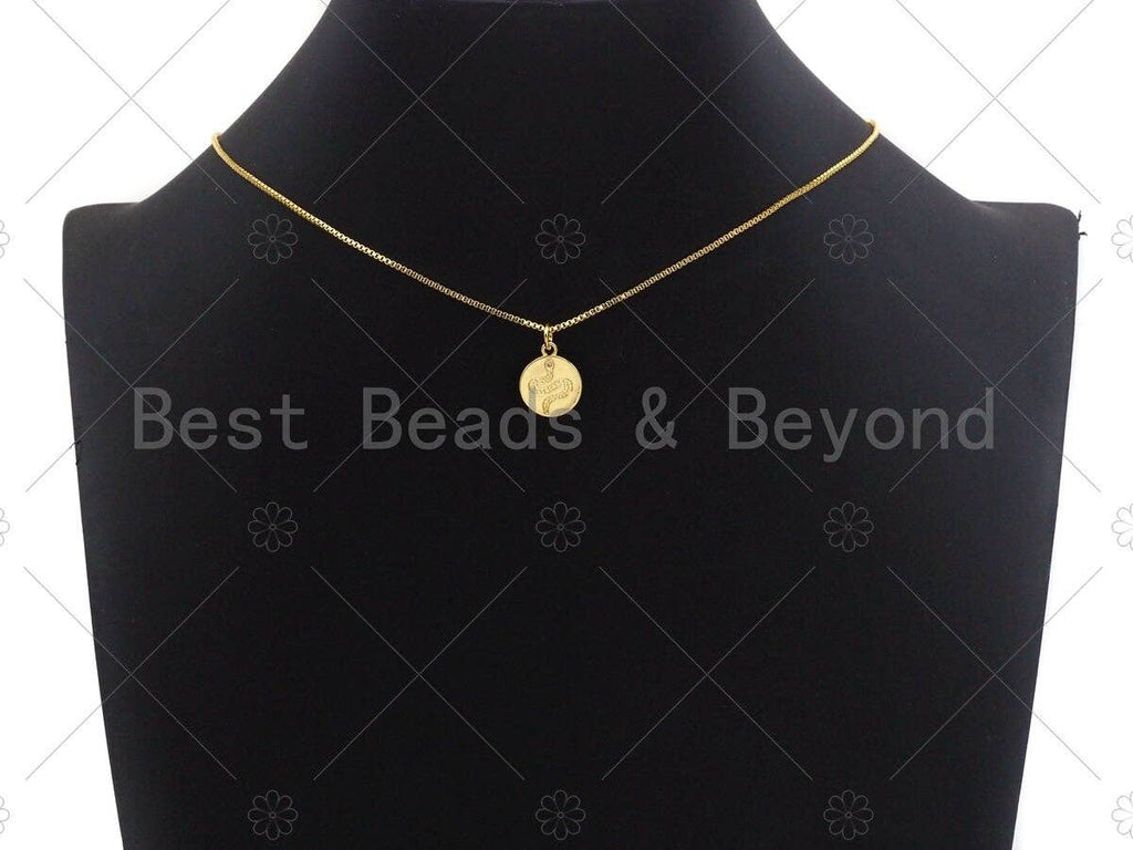 Dainty18k Gold CZ Micro Pave Snake Coin Charm, Gold Coin pendent, snake charm,12mm, sku#z1141