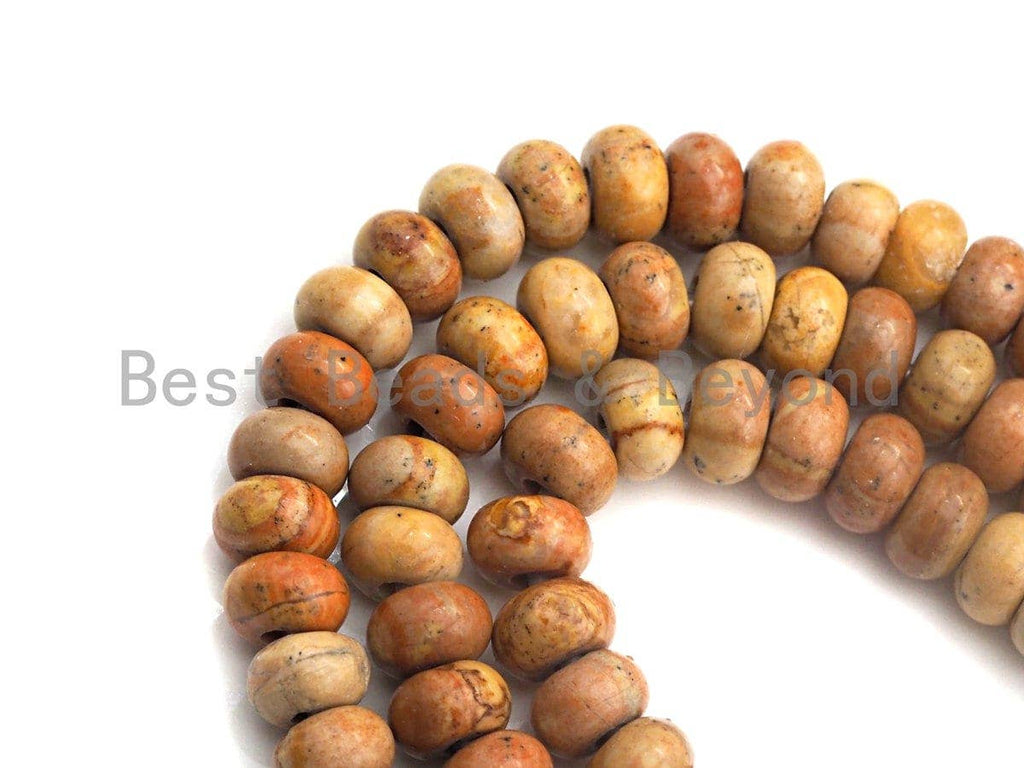 2mm Large Hole Natural Rhodonite Beads, Rondelle Smooth 6x10mm/5x8mm, 8" Long Strands, sku#U704