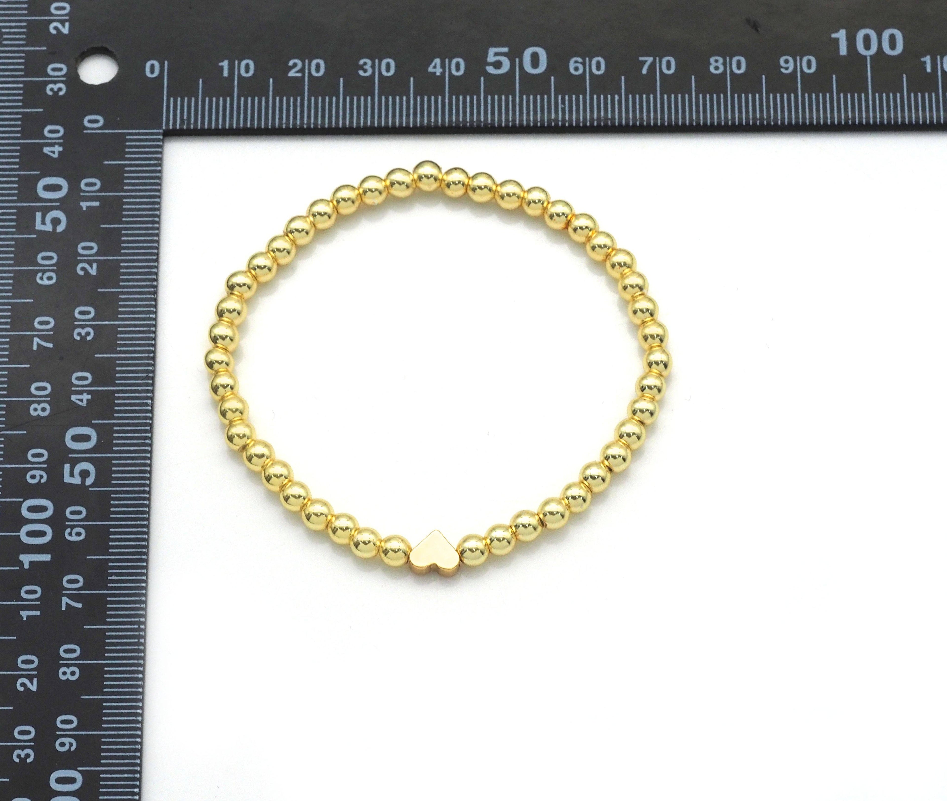 Gold Heart Mop gold ball Stretchy bracelet,sku#EF257