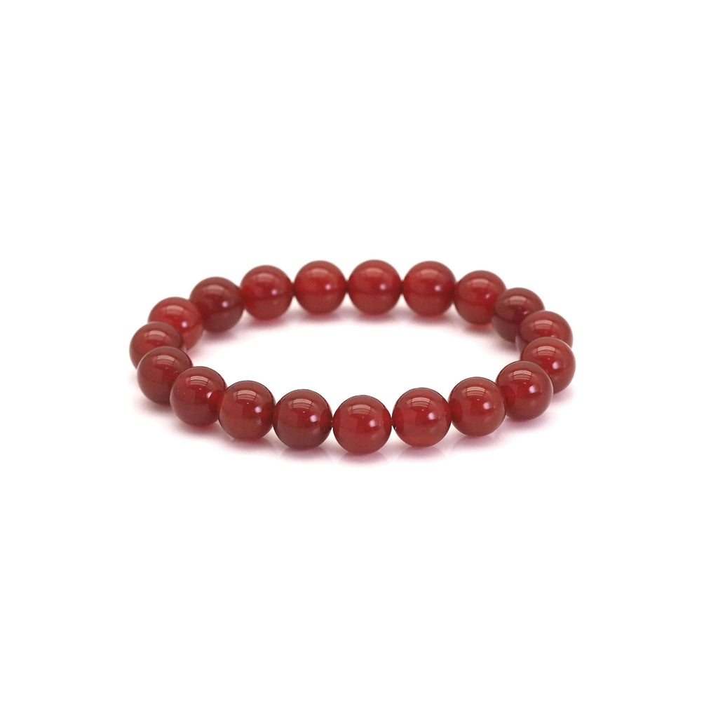 Carnelian Round Smooth Stretchy Bracelet, Sku#EF521