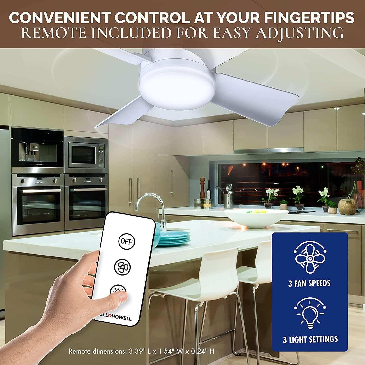 Bell+Howell Socket Breeze Modern Ceiling Fans with LED Lights, 10" LED E26/E27 Screw Base Mini Light Socket Fan with Cord for Bedroom, Living Room, Kitchen, Balcony