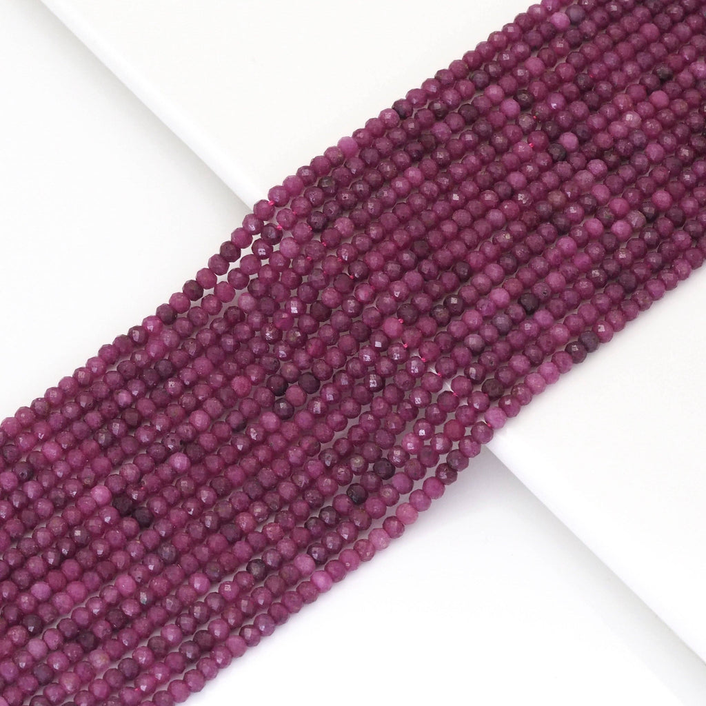 Genuine Ruby Faceted Rondelle Beads, Sku#U1690