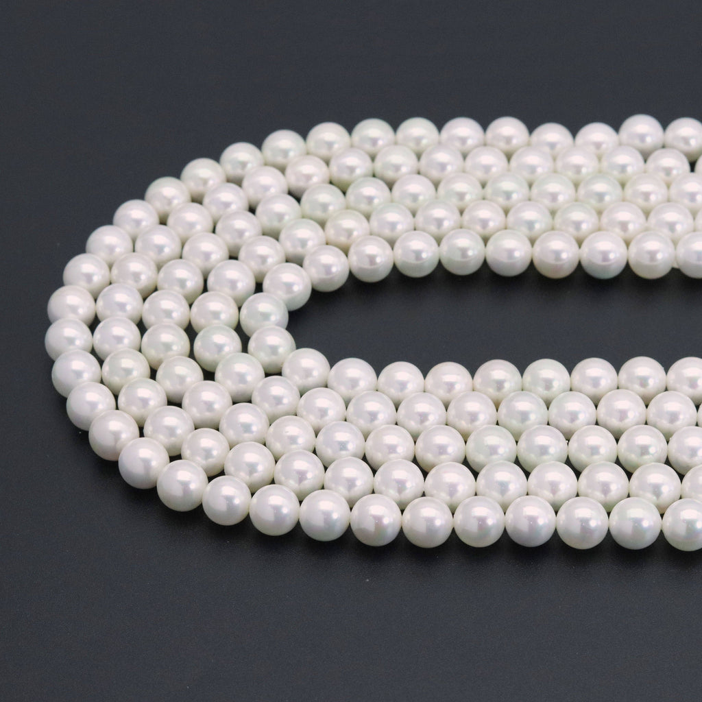 Mother of Pearl Round Smooth Beads, Sku#U52