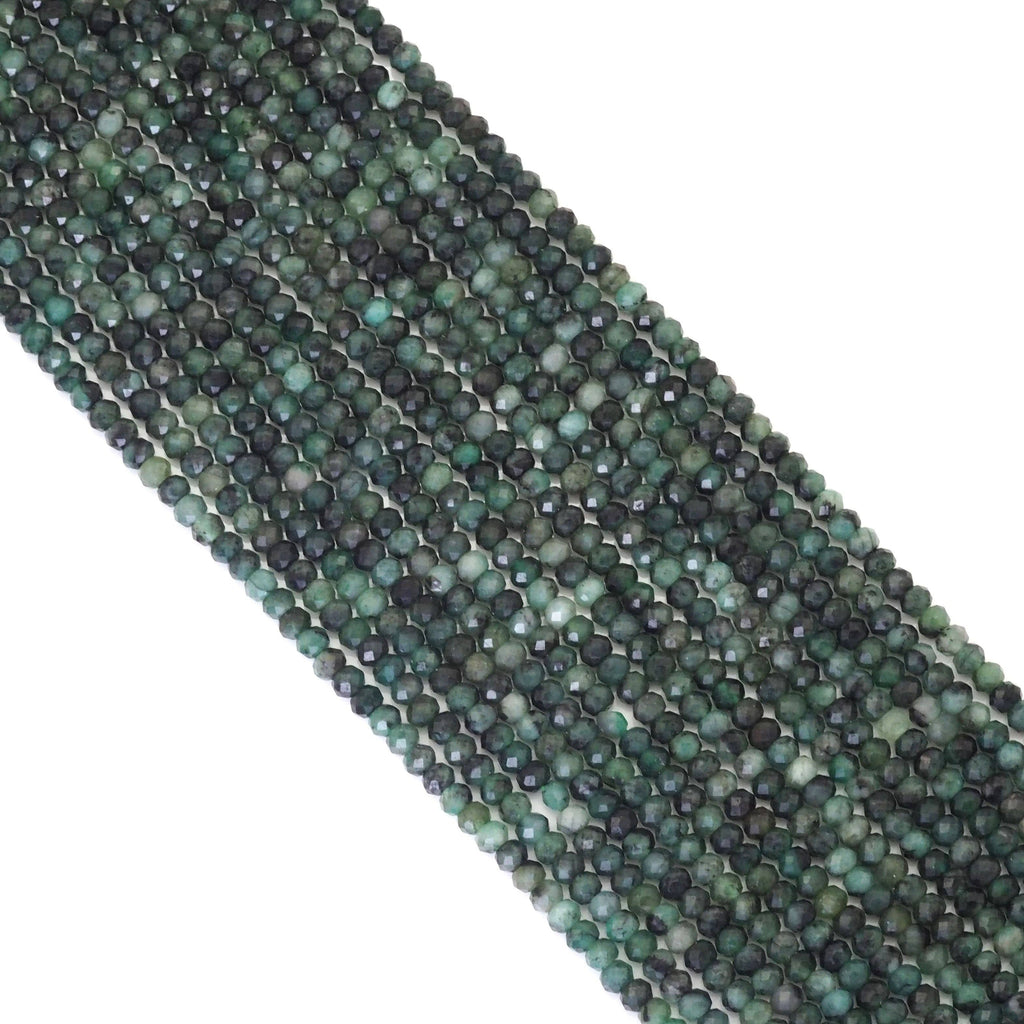 Genuine Emerald Faceted Rondelle Beads, Sku#U1687