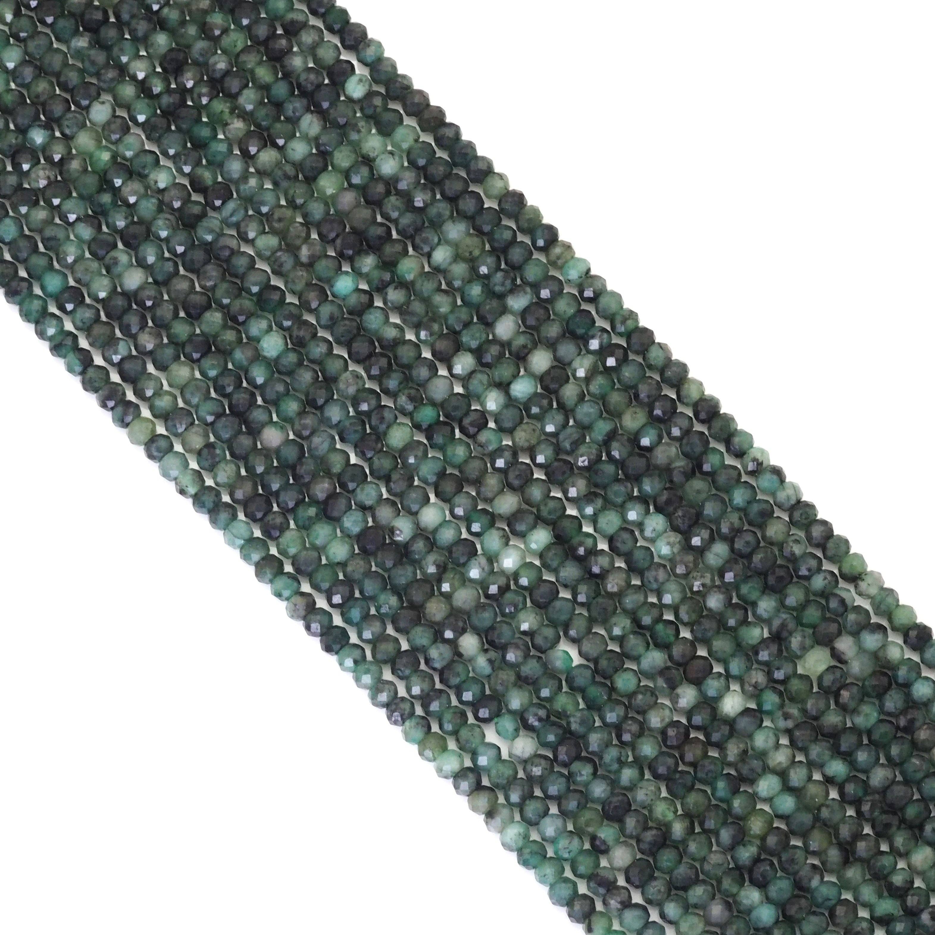 Genuine Emerald Faceted Rondelle Beads, Sku#U1687