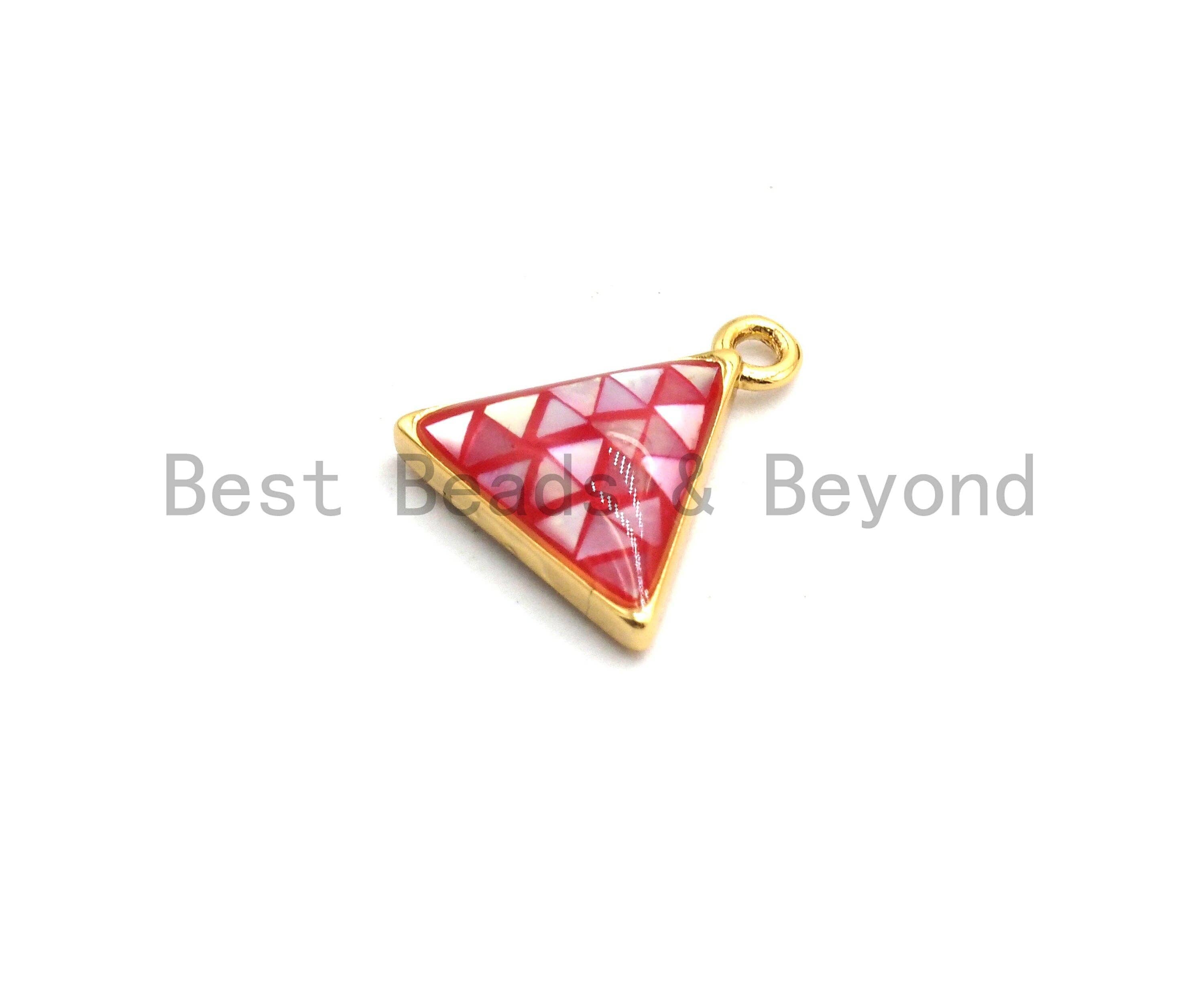 100% Natural HOT PINK Color Shell Triangle Shape Pendant/Charm, Gold/Silver Finish, Pink Shell Charm, Shell beads, 11x12mm,SKU#Z311