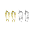 Clear CZ With Dangle Chain stud Earrings, Sku#LD468