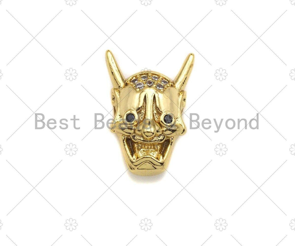 CZ Micro Pave Evil Goblin Head Bead, Men's Jewelry Findings, CZ Pave beads, 9x11x15mm, sku#LK90