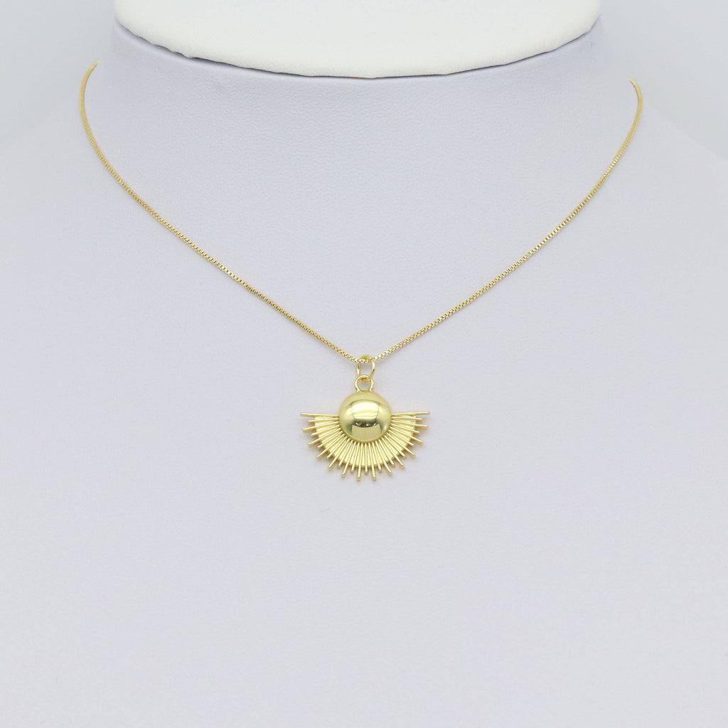 Gold CZ Fan Shape Charm, Sku#Y905