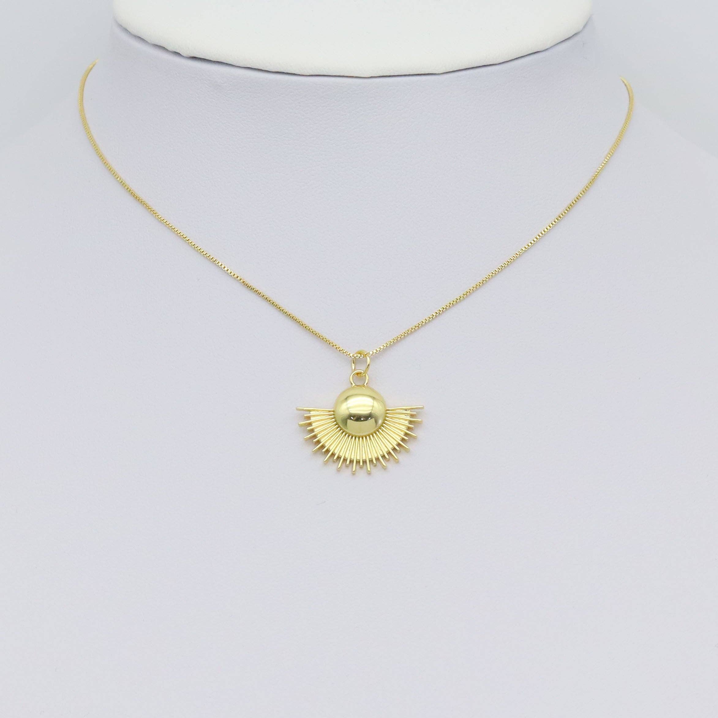 Gold CZ Fan Shape Charm, Sku#Y905