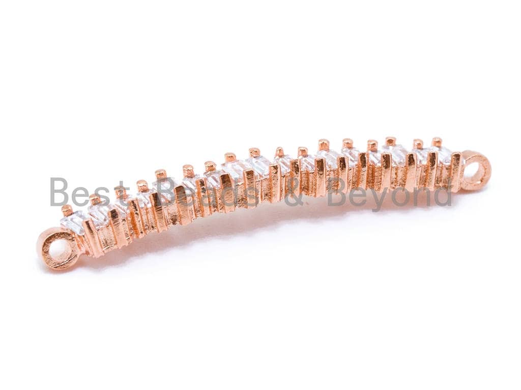 Clear CZ Micro Pave Bar Connector, Pave Connector beads, 6x38mm, sku#E166C