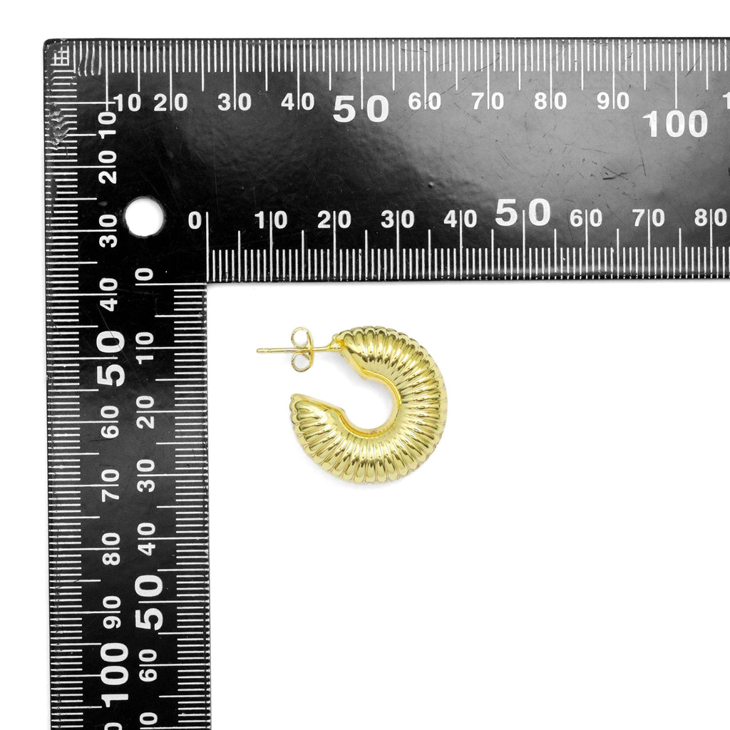 Puffy Snail Gold Silver Thick Hoop Earrings, Sku#A267
