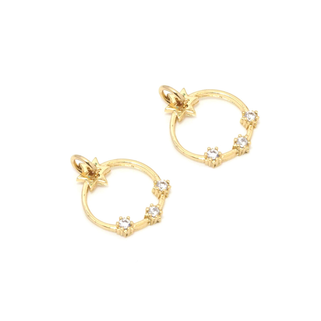 Clear CZ Daity Star Round Ring Charm, Sku#Y778