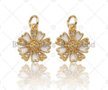 CZ Micro Pave White Enamel Daisy Flower Charm, 18K Gold Filled Flower Charm, Necklace Bracelet Charm Pendant, 13mm, Sku# Y268