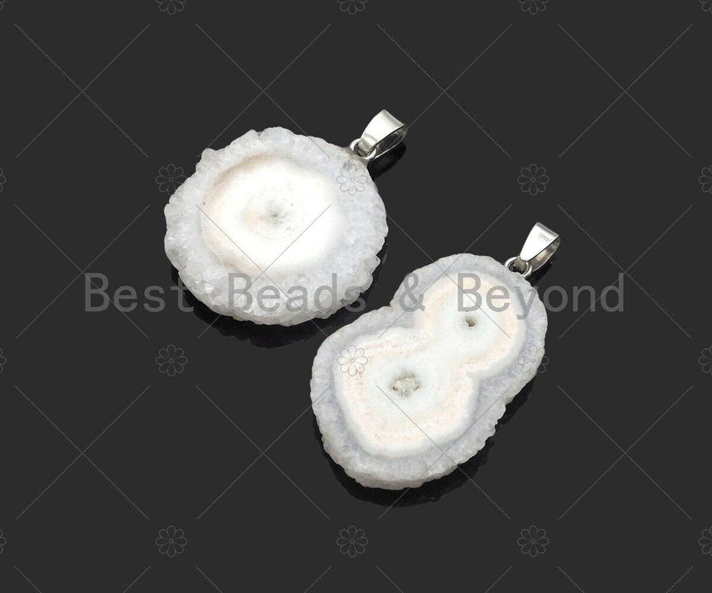High Quality Natural Druzy Agate Irregular Shape Pendant, White Necklace Agate Pendant, 40mm,28-36mm,Sku#YK16