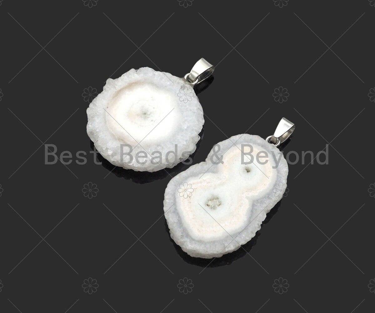 High Quality Natural Druzy Agate Irregular Shape Pendant, White Necklace Agate Pendant, 40mm,28-36mm,Sku#YK16